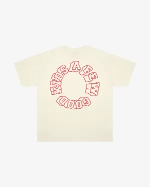 A FEW GOOD KIDS RED ARCH STENCIL LOGO BEIGE TEE