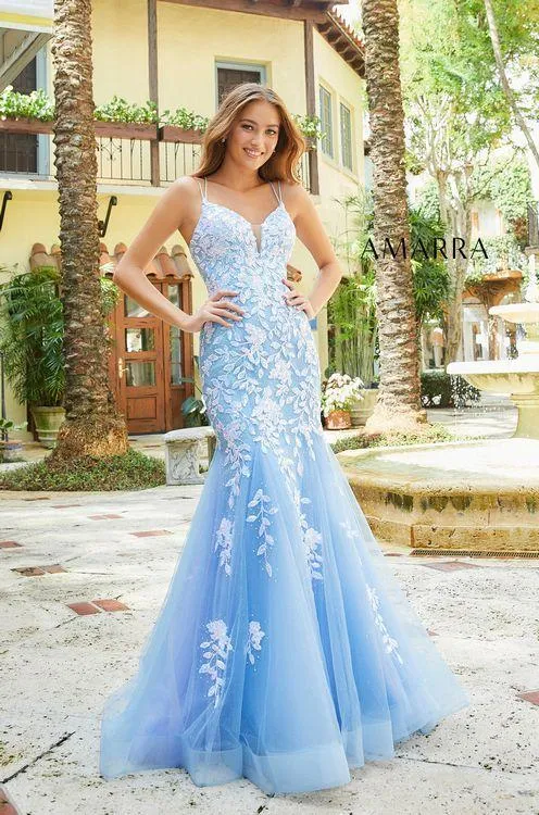 Amarra 87317 Mermaid Prom Dress Size 2 & 8 Emerald Long Embellished Lace Mermaid Prom Dress Backless Formal Gown