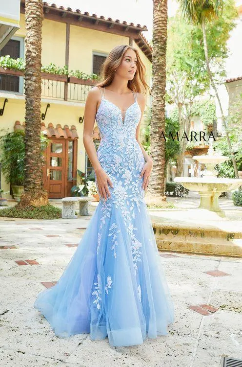 Amarra 87317 Mermaid Prom Dress Size 2 & 8 Emerald Long Embellished Lace Mermaid Prom Dress Backless Formal Gown