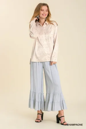 Animal Button Up LS Top with Side Slit