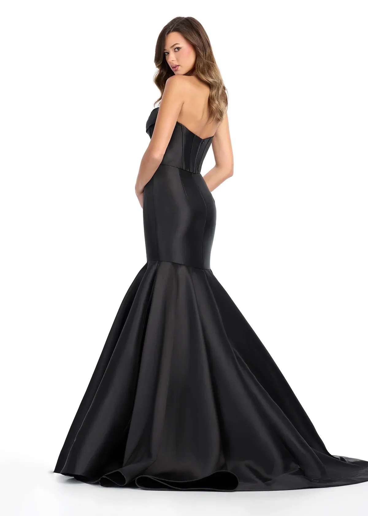 Ashley Lauren 11908 Mikado Mermaid Corset Prom Dress Two Piece Formal Pageant Gown Cowl Neck