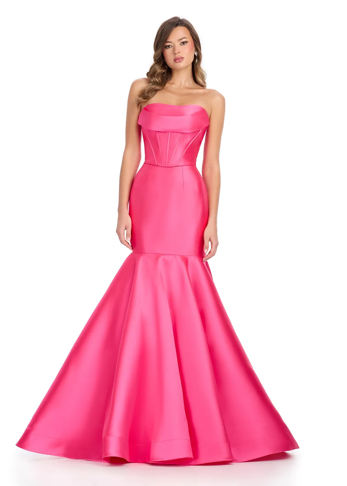 Ashley Lauren 11908 Mikado Mermaid Corset Prom Dress Two Piece Formal Pageant Gown Cowl Neck