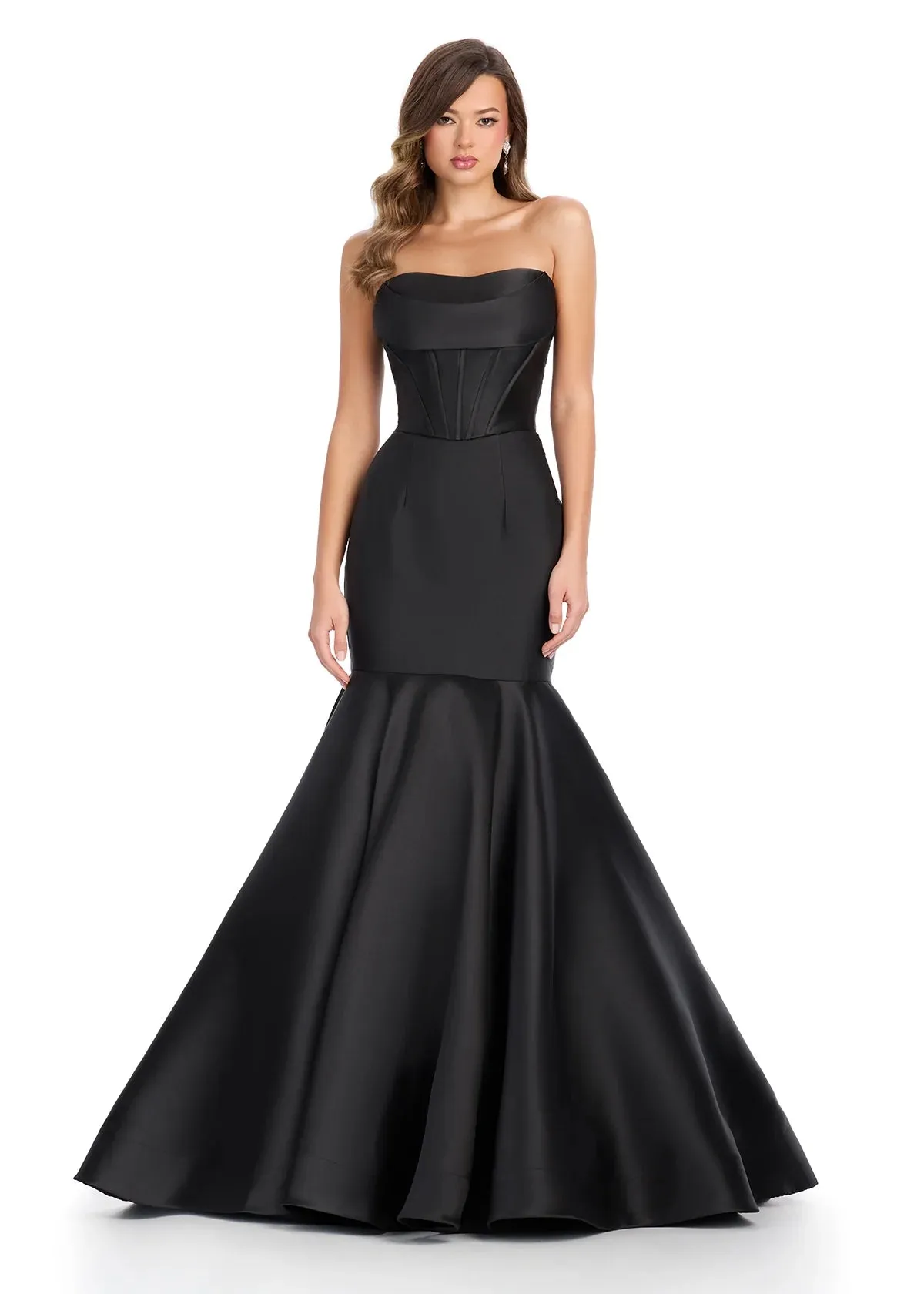 Ashley Lauren 11908 Mikado Mermaid Corset Prom Dress Two Piece Formal Pageant Gown Cowl Neck