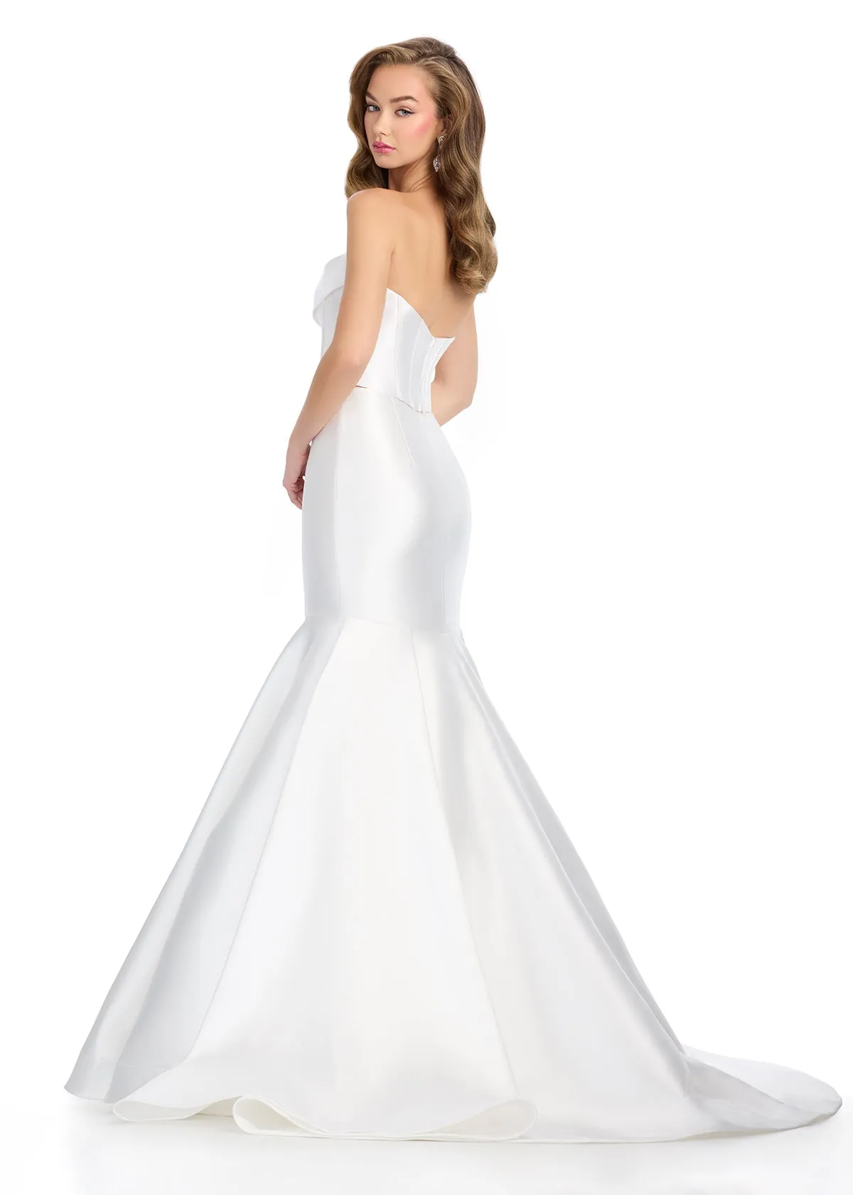 Ashley Lauren 11908 Mikado Mermaid Corset Prom Dress Two Piece Formal Pageant Gown Cowl Neck