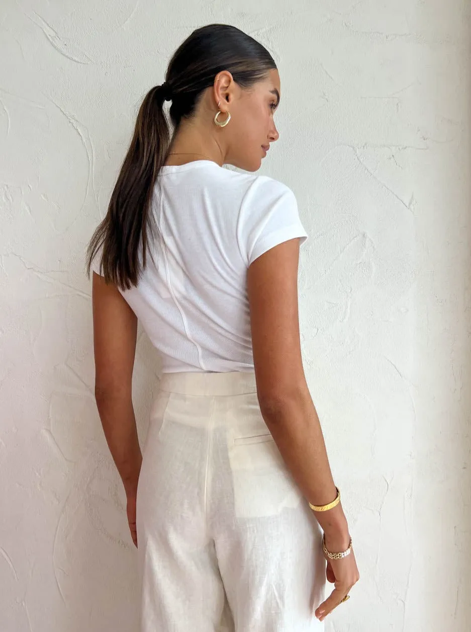 Assembly Label Leila Linen Pant in Antique White