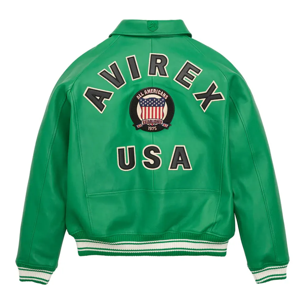 Avirex Icon Green Bomber Leather Jacket