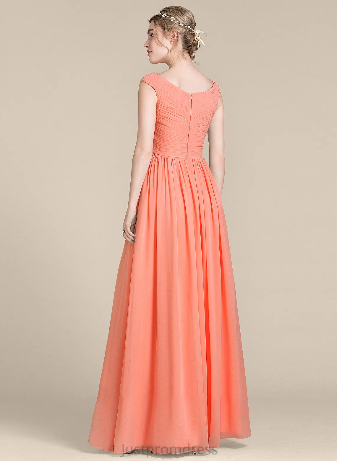 Ball-Gown/Princess With V-neck Prom Dresses Ruffle Chiffon Anya Floor-Length