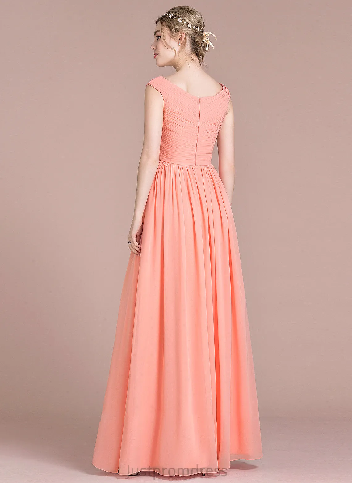 Ball-Gown/Princess With V-neck Prom Dresses Ruffle Chiffon Anya Floor-Length