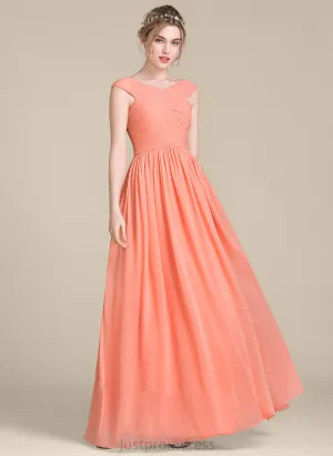 Ball-Gown/Princess With V-neck Prom Dresses Ruffle Chiffon Anya Floor-Length