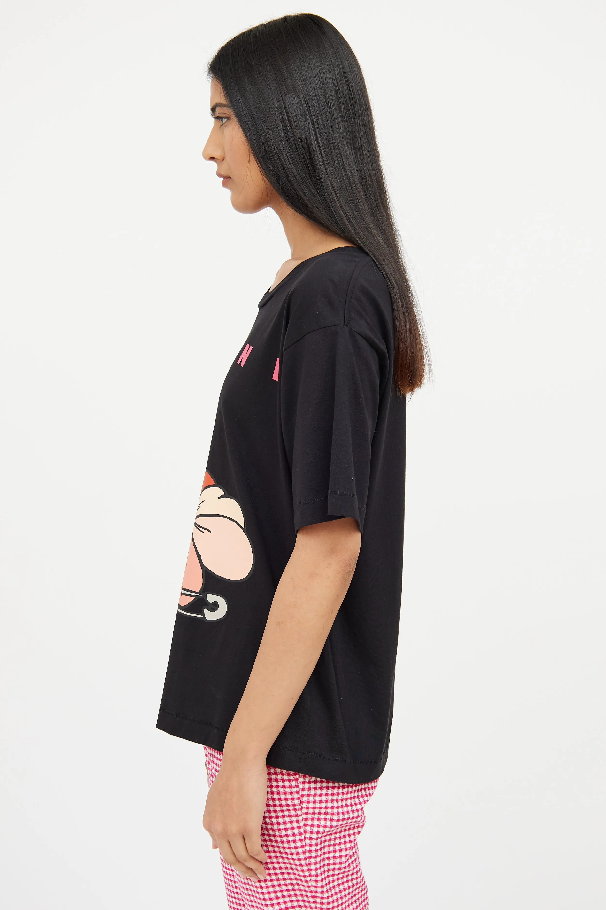 Black & Pink Floral Graphic Top