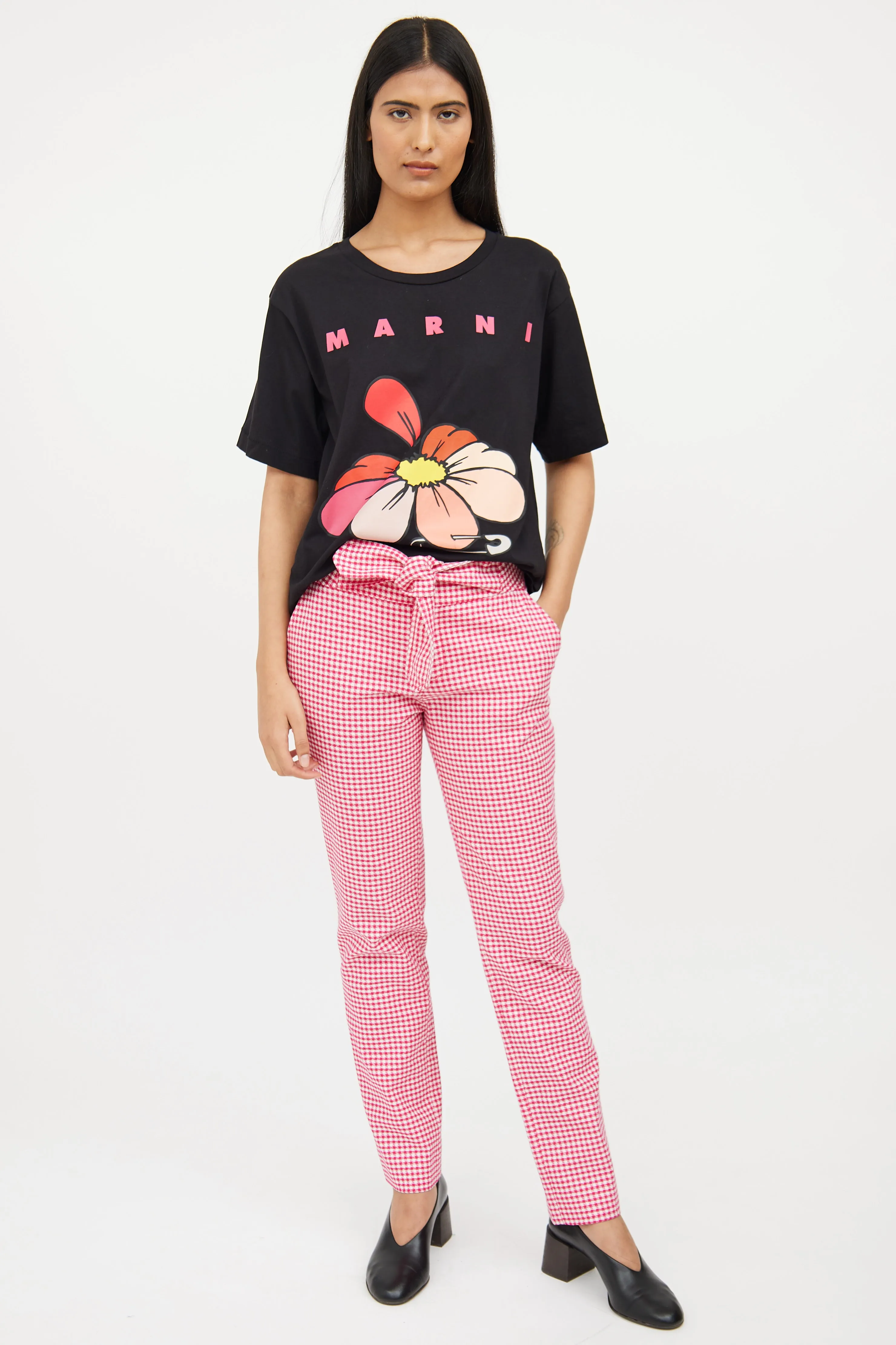 Black & Pink Floral Graphic Top