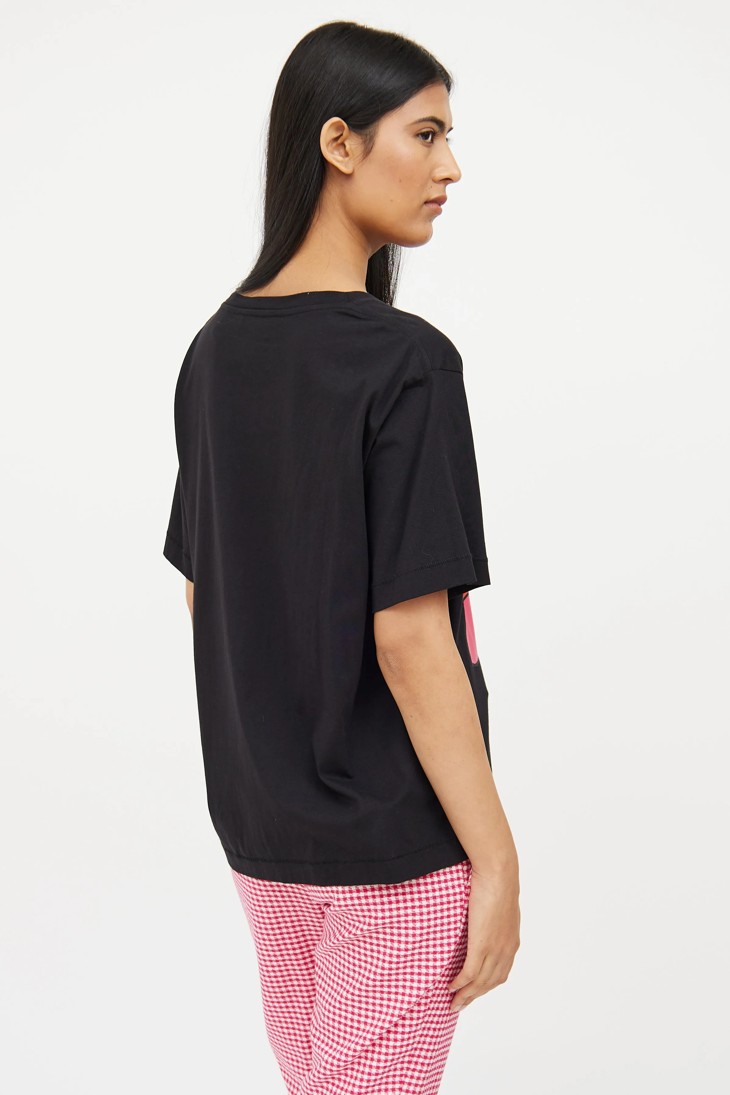 Black & Pink Floral Graphic Top