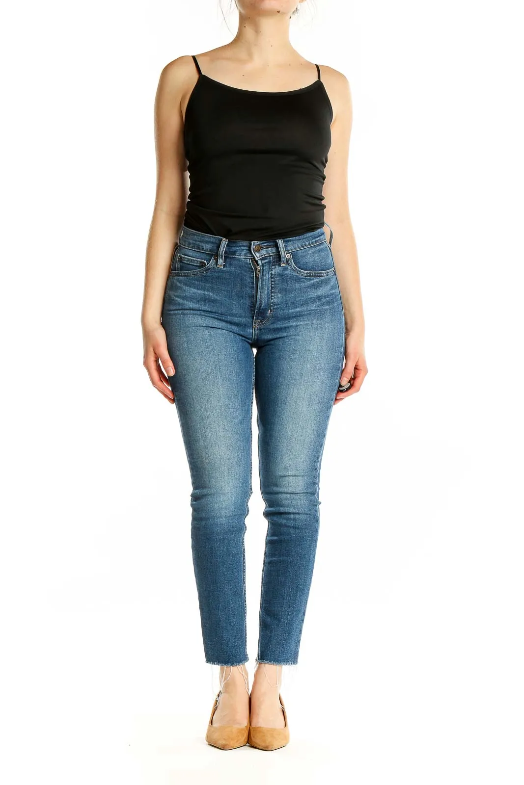 Blue High-Rise Skinny Ankle Jeans