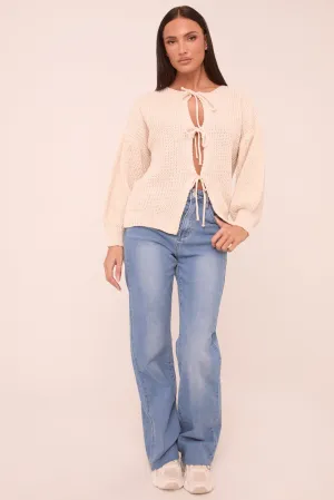 Blue Stretch Straight Leg Frayed Hem Jeans - Scarlett