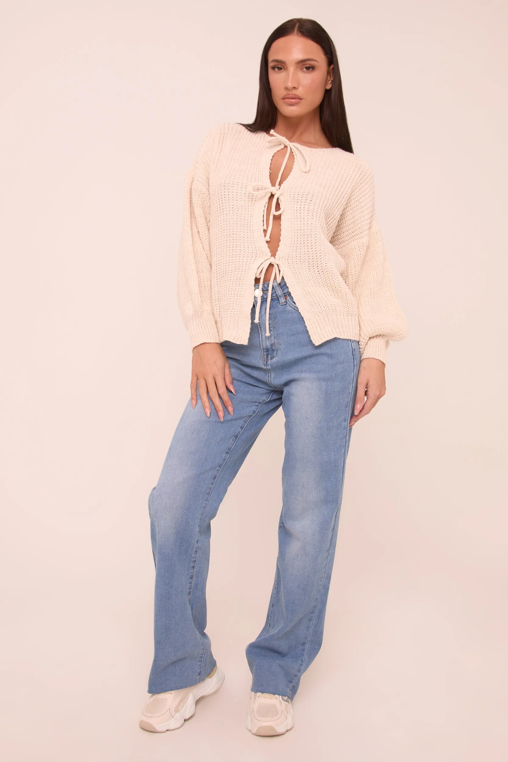 Blue Stretch Straight Leg Frayed Hem Jeans - Scarlett