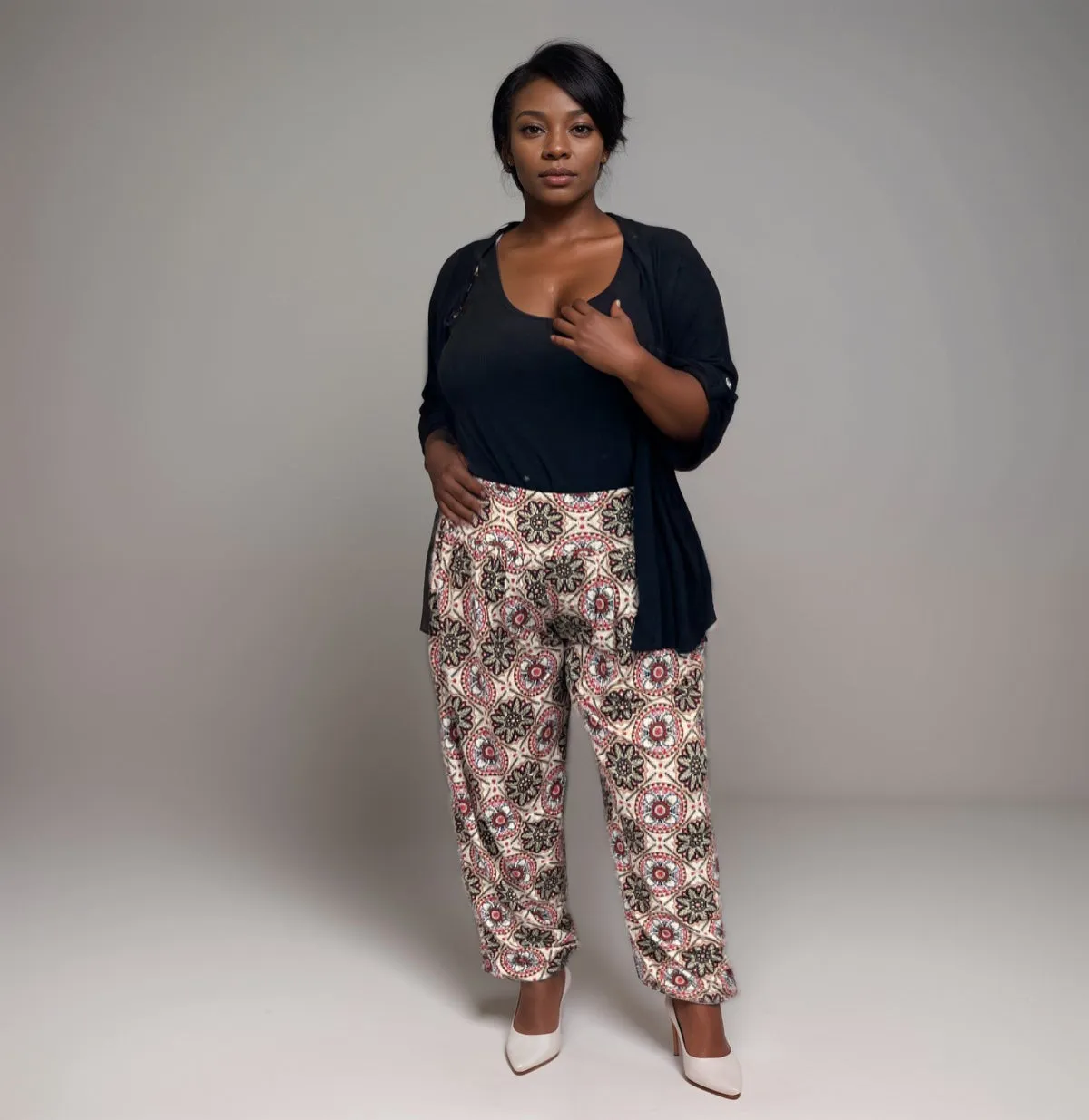 BROWN TILE HIGH HAREM PANTS