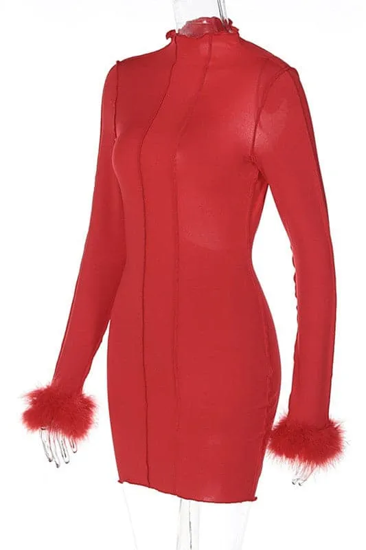 BY253 Backless Long Sleeve Mini Dress