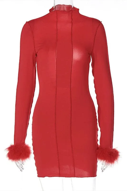 BY253 Backless Long Sleeve Mini Dress