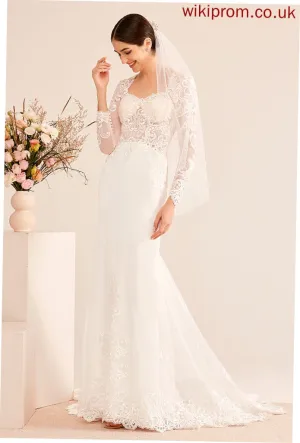 Chapel Trumpet/Mermaid Sequins With V-neck Dress Wedding Beading Kailyn Wedding Dresses Train