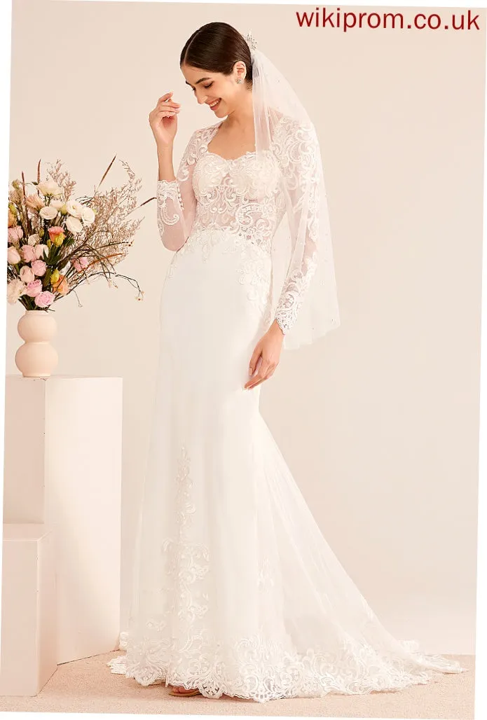 Chapel Trumpet/Mermaid Sequins With V-neck Dress Wedding Beading Kailyn Wedding Dresses Train
