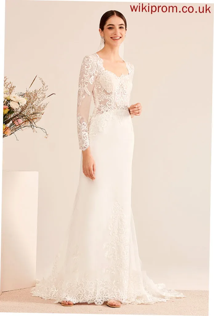 Chapel Trumpet/Mermaid Sequins With V-neck Dress Wedding Beading Kailyn Wedding Dresses Train