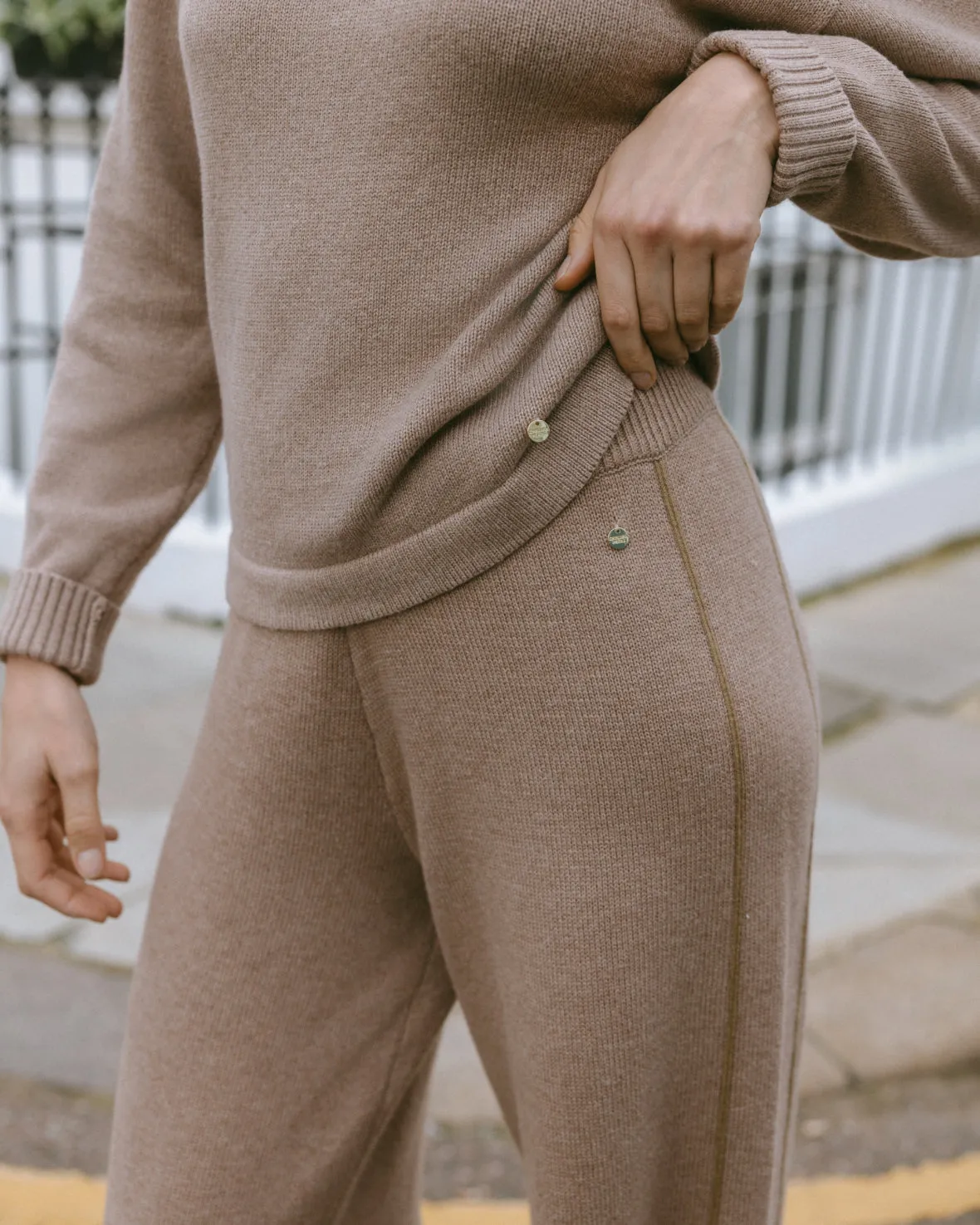 Cotton Cashmere Blend Knitted High Neck Sweatshirt