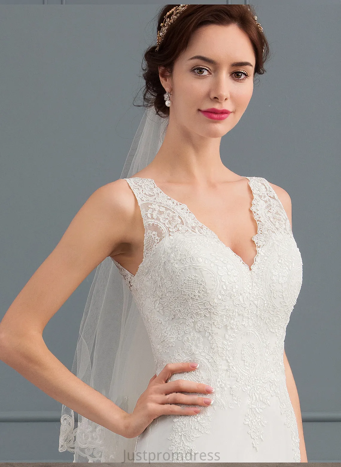 Court Wedding Dresses Chiffon Train Zariah V-neck Trumpet/Mermaid Wedding Dress