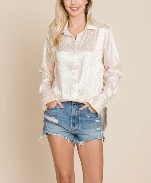 Cream Animal Print Boyfriend Top