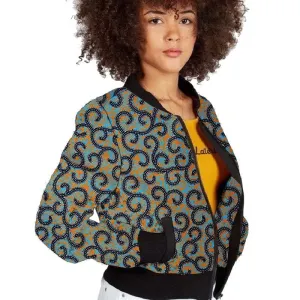 Elegant African-Inspired Women's Bomber Jacket: Colorful Statement Piece for Stylish Comfort