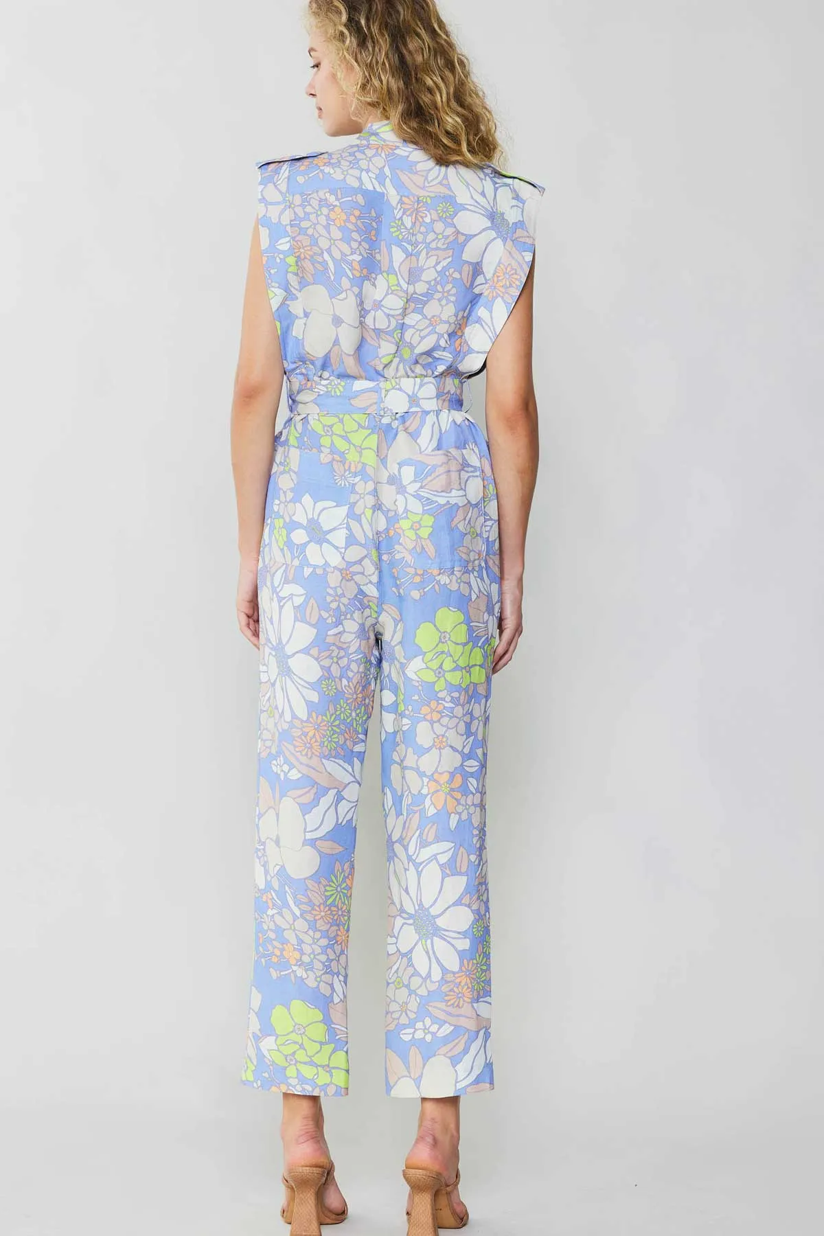 Floral Print Utility Jumpsuit