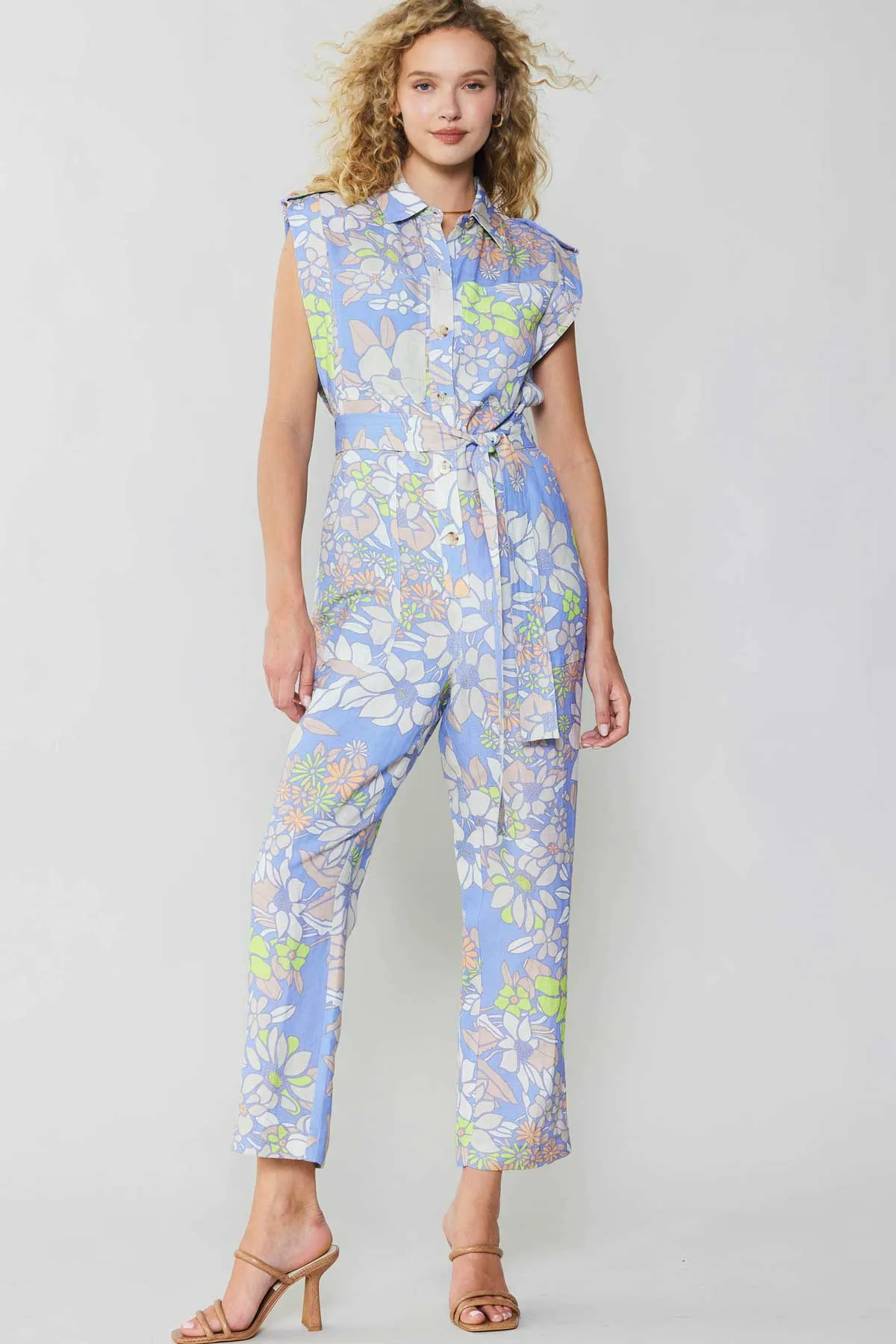 Floral Print Utility Jumpsuit