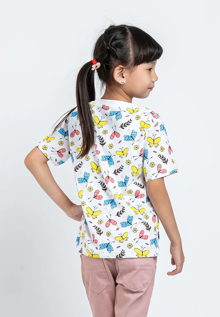 Forest Kids 100% Cotton T Shirt Girls Graphic Round Neck Tee | Baju T Shirt Budak Perempuan - FK82006