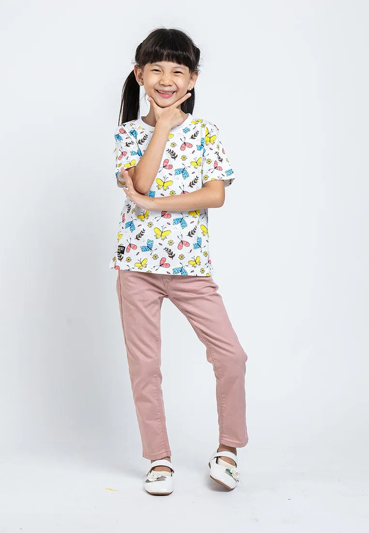 Forest Kids 100% Cotton T Shirt Girls Graphic Round Neck Tee | Baju T Shirt Budak Perempuan - FK82006