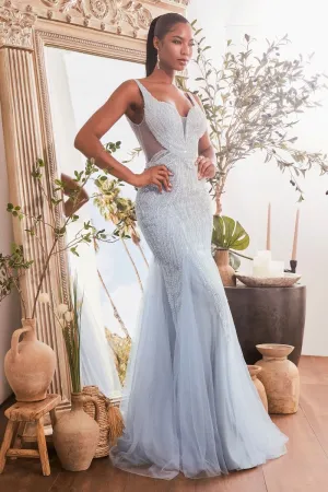 FULLY BEADED BLUE GOWN CDCR874