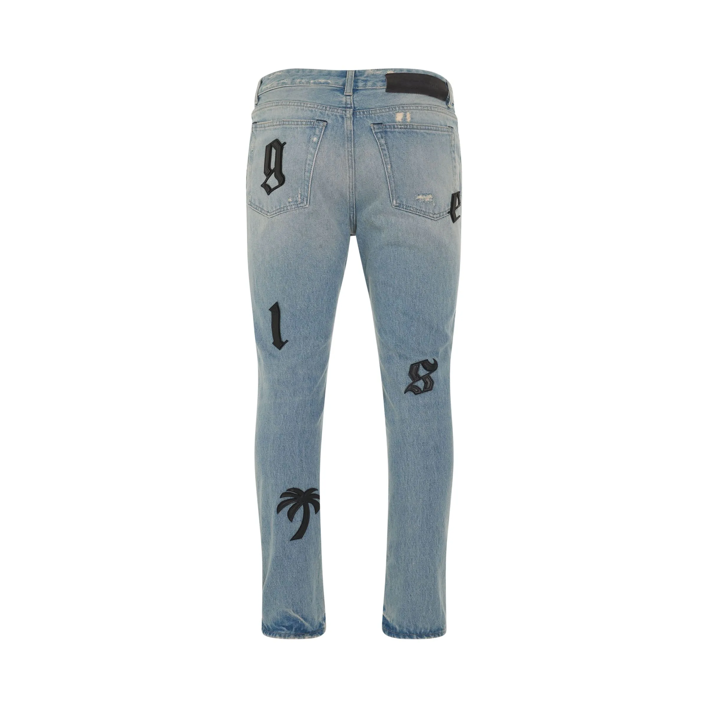 I Logo Patch Classic 5 Pocket Denim Jeans in Blue/Black