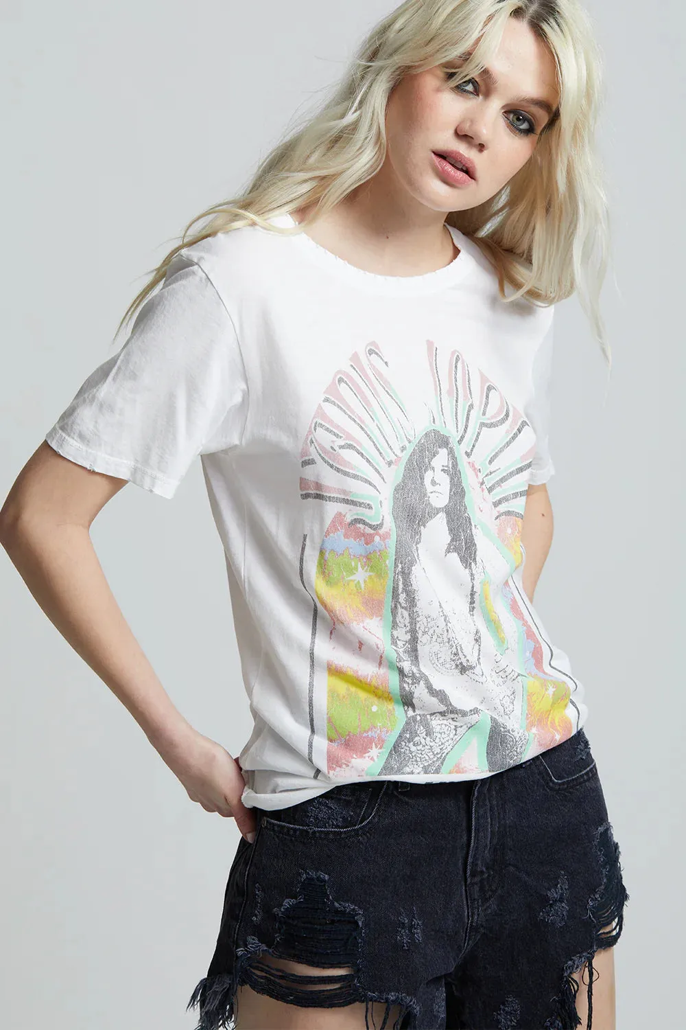 Janis Joplin Concert Boyfriend Tee - White