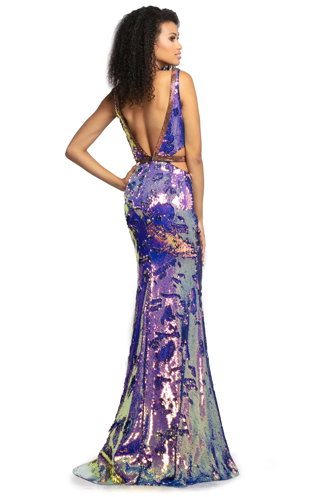Johnathan Kayne 2092 Size 2, 6 & 8 Purple/Multi Iridescent Sequin Glitter Prom Dress Pageant Gown Long
