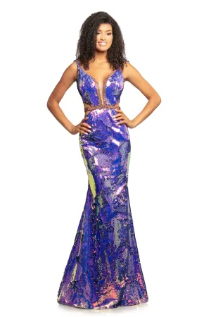 Johnathan Kayne 2092 Size 2, 6 & 8 Purple/Multi Iridescent Sequin Glitter Prom Dress Pageant Gown Long