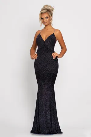 Johnathan Kayne 2290 Size 10 Shimmer jersey long prom dress v neckline Formal Gown