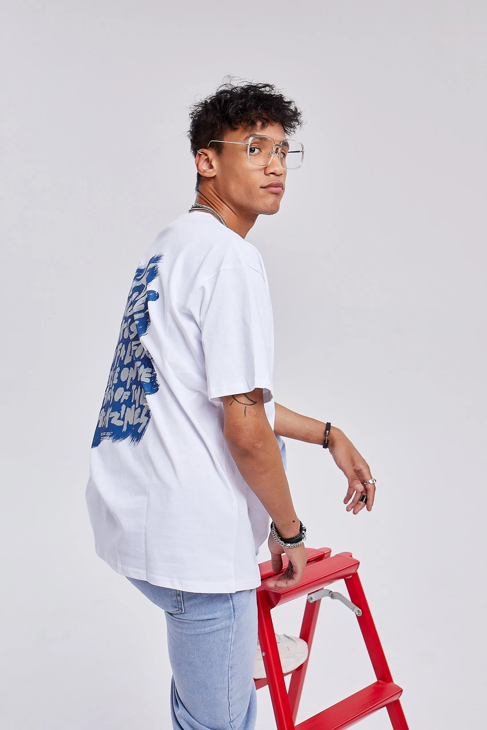 JUSTNOTAG Man letter Cotton O-Neck T-shirt