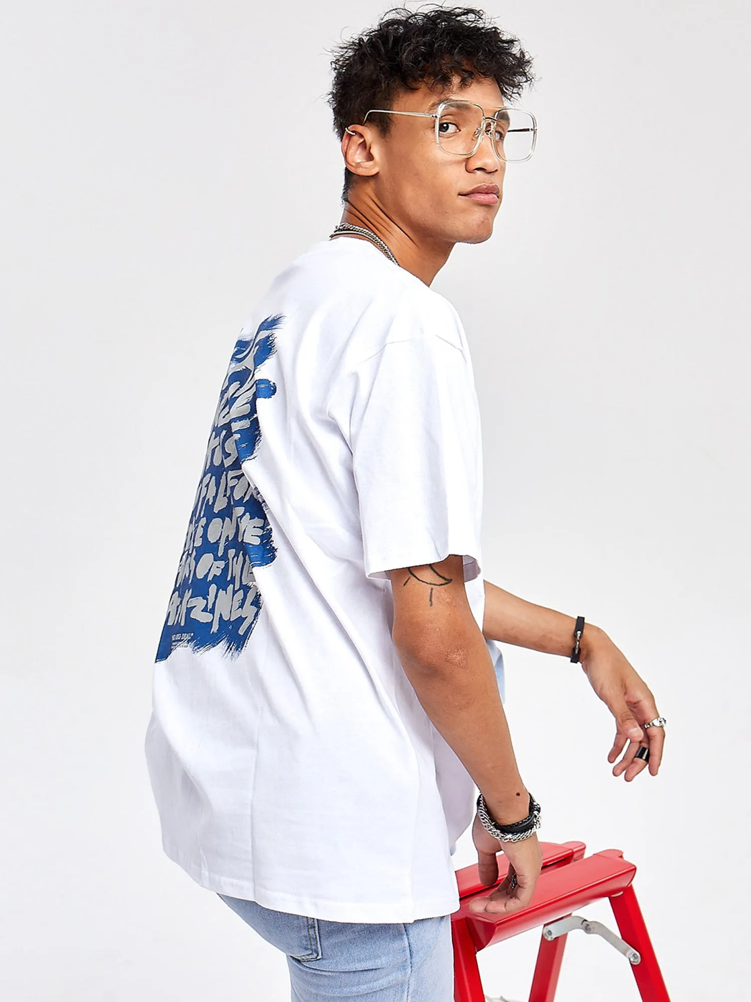 JUSTNOTAG Man letter Cotton O-Neck T-shirt
