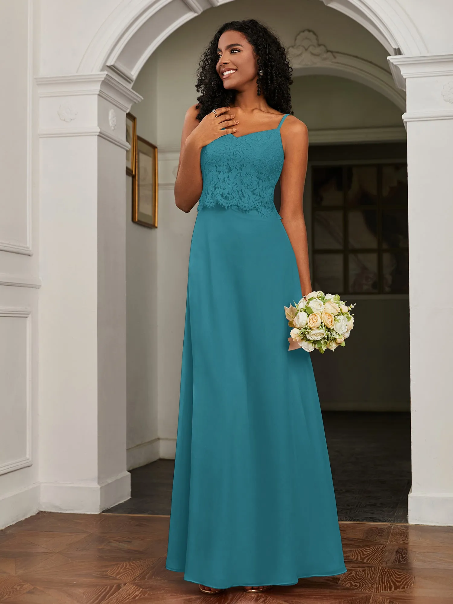 Lace Appliqued  Backless Chiffon A-Line Dress Jade Plus Size