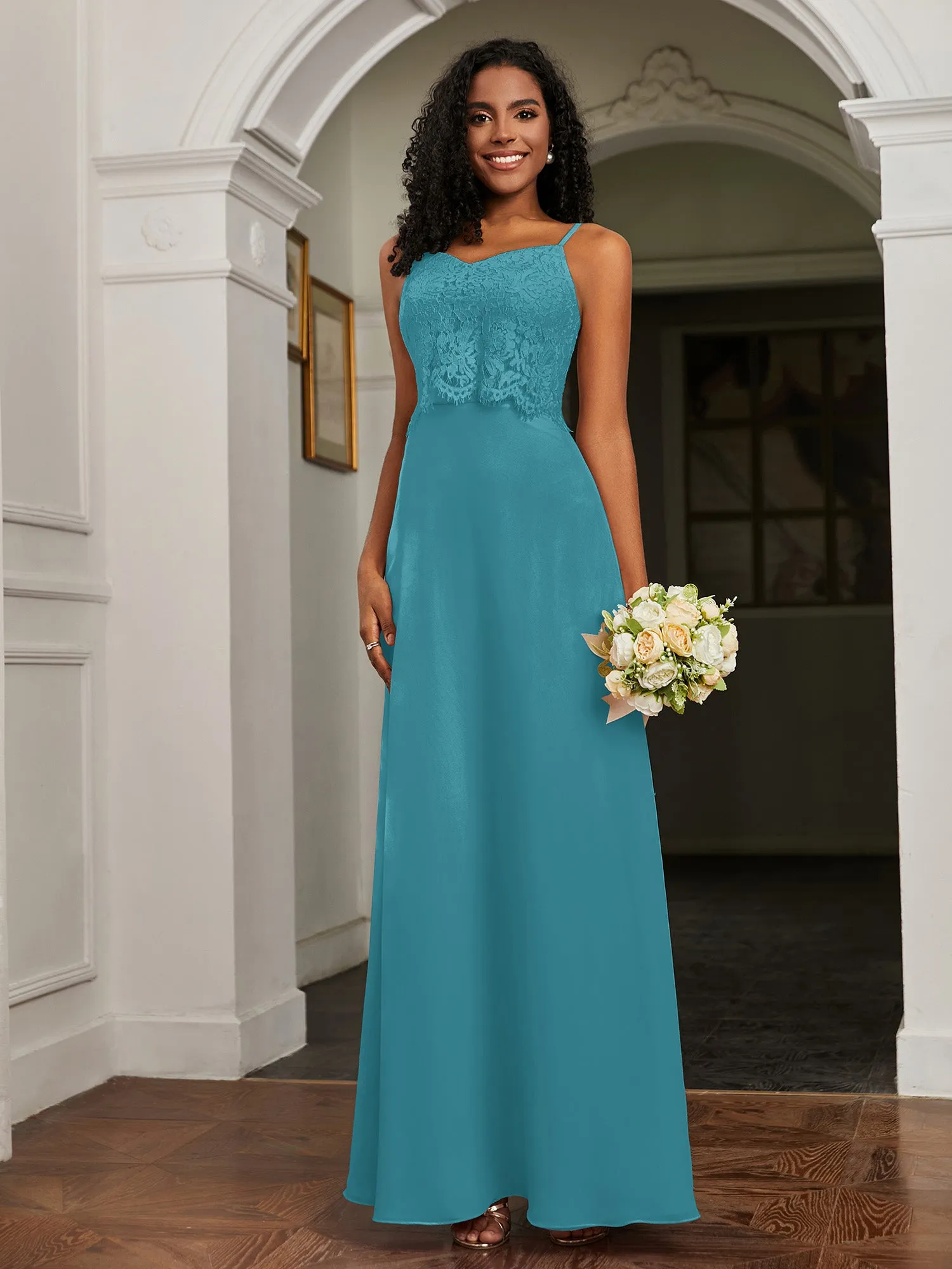 Lace Appliqued  Backless Chiffon A-Line Dress Jade Plus Size