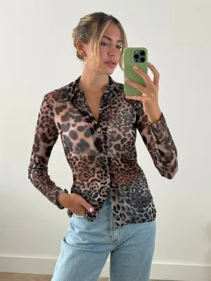 Leida Mesh Shirt in Animal