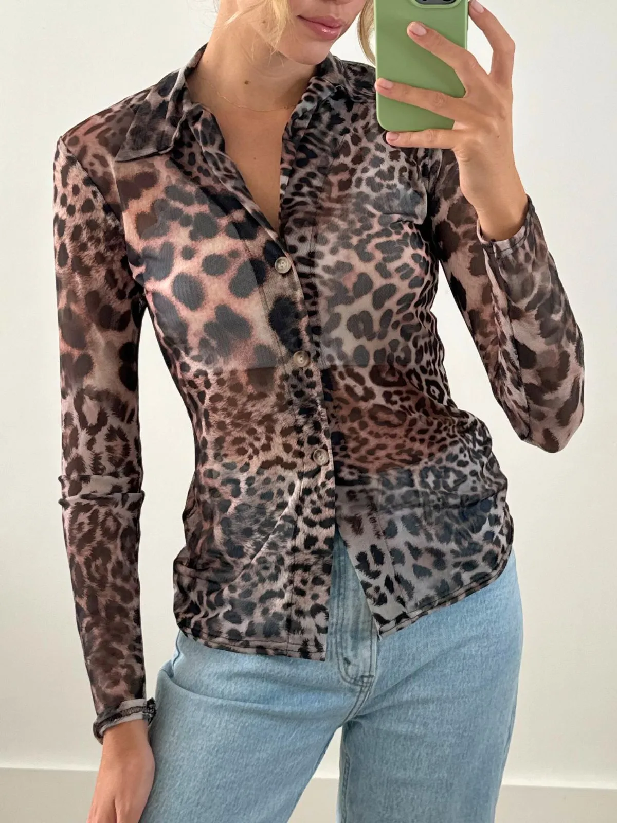 Leida Mesh Shirt in Animal