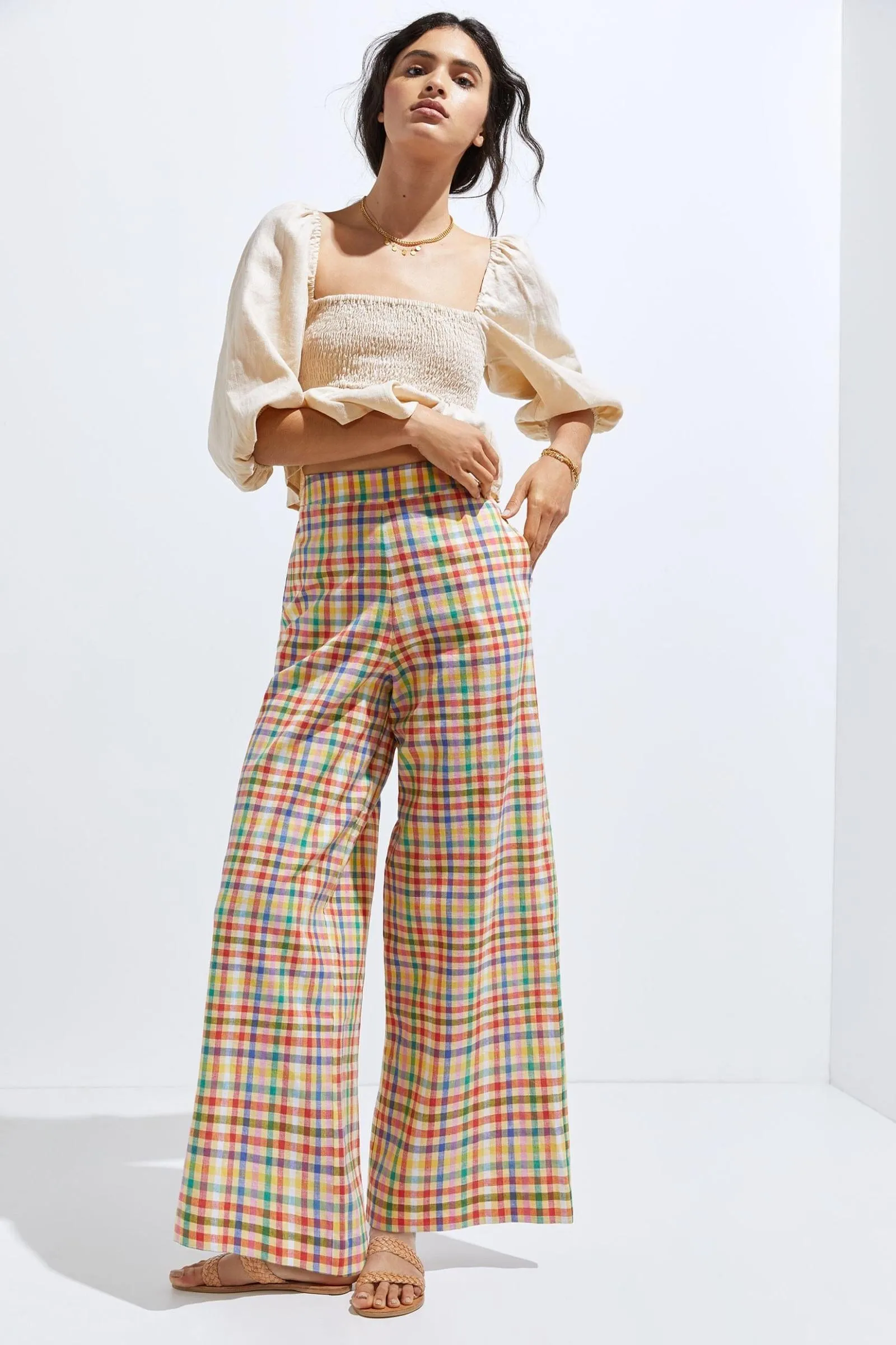 Linen Plaid Pant