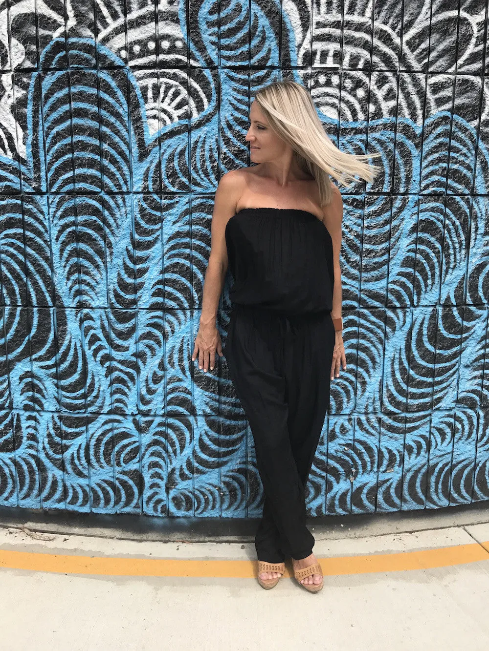 Living It Up Long Jumpsuit In Black