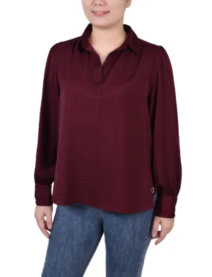 Long Puff Sleeve Satin Blouse