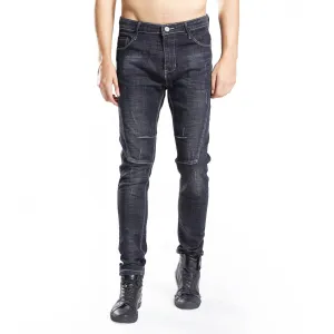 Men's Skinny Stretch Distress Black Jeans