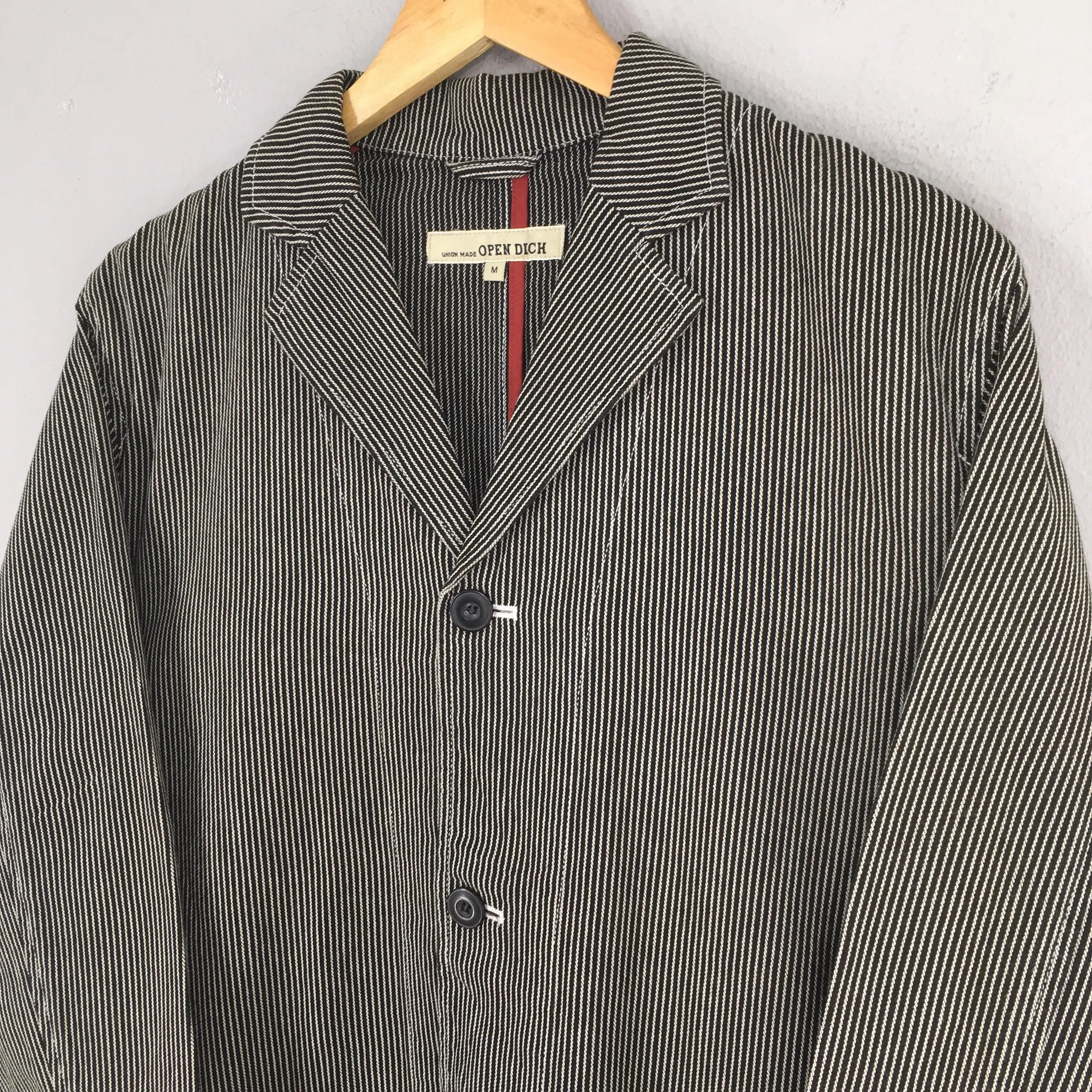 Open Dich Union Made Black Stripes Worker Jacket Medium